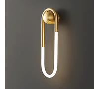 Lampada da parete in ottone ad anello creativo, applique da comodino camera da letto in rame con tubo luminoso in acrilico, moderna applique da parete con illuminazione a LED a 3 m