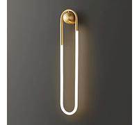 Lampada da parete in ottone ad anello creativo, applique da comodino camera da letto in rame con tubo luminoso in acrilico, moderna applique da parete con illuminazione a LED a 3 m