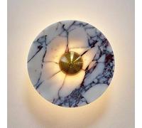 Lampada da Parete in Pietra in Stile Nordico, Applique da Parete con Paralume in Marmo Naturale, Applique da Parete per Interni con Base in Metallo, Moderno Supporto da Parete a LED per Soggiorno