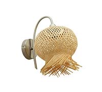 Lampada da parete in rattan Paralume fatto a mano in bambù naturale Applique da parete in vimini E27 Applique Base Illuminazione per camera da letto Corridoio Ristorante Bar Cucina (Style A)
