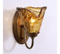 Lampada da parete in stile Amen con paralume in vetro ambrato, applique da parete in rame, lampada da parete E14 di metà secolo, lampada da parete per interni con cablaggio rigido, per bagno, fattori