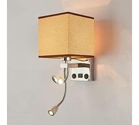 Lampada da parete in tessuto Lampada da lettura per montaggio a parete da comodino con porta di ricarica USB, faretto flessibile per testiera a collo d'oca, arredamento camera da letto soggiorno Appli