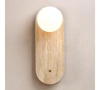 Lampada da Parete in travertino Giallo con Paralume a Sfera in Vetro, Applique in Stile Naturale, Lampada in Marmo per Ingresso, corridoio, Camera da Letto, Soggiorno