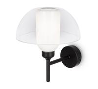 Lampada Da Parete In Vetro E Metallo E14 Alta 24,4 Cm Nera E Bianca Moderna