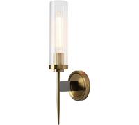 Lampada da Parete in Vetro Trasparente con Base in Ottone E14, Applique da Parete Moderna ed Elegante, Lampada da Parete cilindrica per Camera da Letto, Soggiorno, TV, Sfondo