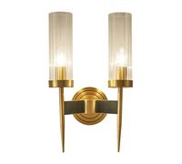 Lampada da Parete in Vetro Trasparente con Base in Ottone E14, Applique da Parete Moderna ed Elegante, Lampada da Parete cilindrica per Camera da Letto, Soggiorno, TV, Sfondo