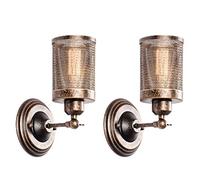 Lampada da parete Industriale 2 Pack, lampada da parete d'interni d'epoca a rete metallica Steampunk LULING Steampunk, zoccolo regolabile per garage Gate Gate Porch Hallway (NO Bulb)