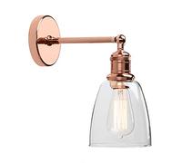 Lampada da parete industriale a loft bar applique da parete, vintage con campana in vetro per cucina, isola, camera da letto, bar, corridoio, ristorante, colore: rame (colore rame)