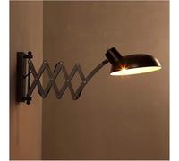 Lampada da parete industriale Americana allungabile regolabile nera a forbice con braccio a forbice in metallo Apparecchio di illuminazione Lampada da lettura flessibile,Apparecchio di illuminazione