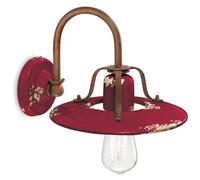 Lampada Da Parete Industriale In Ceramica E Metallo E27 B: 25 Cm Shabby Bordeaux