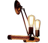 Lampada da Parete Industriale retrò in Corda di Canapa Lampada da Parete ad aspirazione E27 Loft Lampada da Parete Vintage in Corda di Canapa Lampada da Parete retrò a 2 luci Foderata in Stile