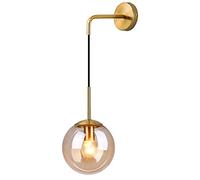 Lampada da Parete Industriale Vintage da 20 cm con Globo di Vetro, Lampada da Parete per Camera da Letto, corridoio, Applique, Lampada da Parete con Sfera di Vetro ambrato retrò