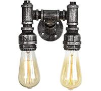 Lampada da Parete Industriale Vintage per Tubi dell'Acqua, Applique da Parete Steampunk per Interni, 2 luci, Senza Lampadina, Lampada da Parete, D