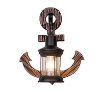Lampada da parete industriale vintage, stile retrò, in legno e metallo, per comodino, con attacco E27 e paralume in vetro. Applique rustiche per casa, ristorante, bar, veranda, camera da letto, casa