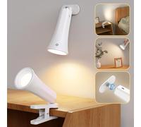 Lampada da Parete Interni, 2 Pezzi Applique da Parete Interno con Clip, Lampada Wireless, Controllo Touch, 3 Colori, Dimmerazione, luce a Batteria Ricaricabile per Camera da Letto, Scale, Soggiorno