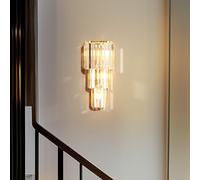 Lampada da Parete Interno applique parete interno Moderna di Lusso in Cristallo - Colore della Luce Regolabile a 3 Livelli, Dimensioni 50x19x12cm, 14W Oro [Classe di efficienza energetica F]