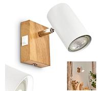 Lampada da parete Javel, lampada da parete in metallo in look naturale/legno/cromo/bianco, 1 luce, 1 x GU10, senza lampadina, luce up & down e interruttore on & off, 1 faretto regolabile
