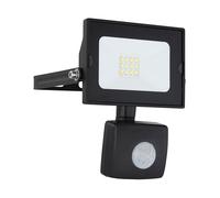 Lampada da parete lampada da esterno Faretto da parete lampada da giardino orientabile con rilevatore di movimento, vetro alluminio, nero trasparente, 1x LED 1x 10 watt 750 lm, LxAxP 9x12x13 cm