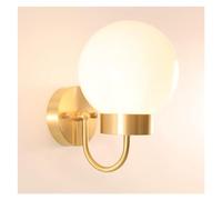 Lampada da parete Lampada da parete a sfera in vetro bianco, Lanterna da parete a globo PostGlass con base dorata, Apparecchio di illuminazione per arredamento da cucina, portico, scala, base E27