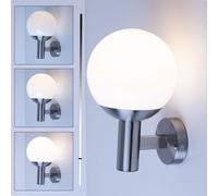 Lampada da parete Lampada da parete Lampada a sfera Lampada da esterno Illuminazione d'ingresso Smart LED Acciaio inossidabile, plastica bianca, Controllo tramite app, 1x 9 watt 806 lm, HxL 31.5x20 cm