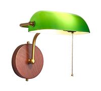 Lampada da Parete Lampada da Parete Lampada da banchiere con Paralume Verde Lampada da Parete Lampada Vintage Lampada da Parete Base in Legno Illuminazione da Parete Lampada retrò per Interni