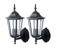 Lampada da parete, lampada da parete, lanterna, lampada da esterno, lampada da terrazza, parete di casa, IP44, nero, vetro trasparente, antico, 1x attacco E27, LxAxP 17x36x20,8 cm, set di 2
