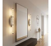 Lampada da parete, lampada da specchio, lampada da camera da letto, lampada da soggiorno, forma grezza, cromo trasparente, 1x LED 10 W 700 lm 3200 K, A x L 50 x 7 cm, set da 2 pezzi