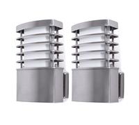 Lampada da parete Lampade da cortile per esterni Lampada da parete Lampada da giardino Lampada da parete per facciate, acciaio inox bianco, 1x E27, LxAxP 14,2x23x13,4 cm, set di 2