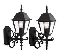 Lampada da parete lanterna da esterno lanterna da parete lampada da parete nera lampada da facciata, alluminio vetro trasparente, 1x E27, LxAxP 14,8x40x22,5, set da 2