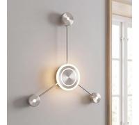 Lampada da parete LED calda per camera da letto in alluminio nickel luce indiretta dimmerabile a 3 livelli interruttore 3000 K 18 W 53 cm antiabbagliamento per corridoio