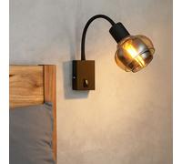 Lampada Da Parete LED Corridoio Metallo Nero Vetro Amber Flessibile Faretto