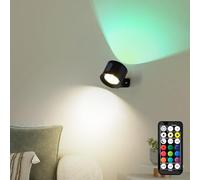 Lampada da parete LED da interno LuminexDesigns, a batteria, RGB e dimmerabile, wireless con telecomando, rotazione a 360°, per scale, soggiorno, camera