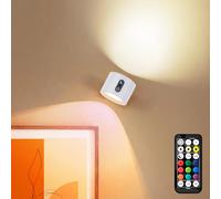 Lampada da parete LED da interno LuminexDesigns, a batteria, wireless, dimmerabile, con telecomando, luce su e giù, rotazione a 360°, bianca