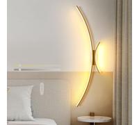 Lampada da Parete LED Dimmerabile con Telecomando Interno Lungo Alluminio Curva Applique da Parete Interni Moderna Minimaliste Illuminazione da Parete Creativa per Cucina Studio Ufficio (Oro,60cm)