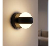 Lampada Da Parete LED Globo Ad Accumulatori Con Dimmer Touch USB Nero D 10 cm
