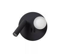 Lampada Da Parete LED Vetro Sfera Nero Soggiorno USB 3000 K Luce Spot Regolabile