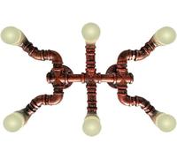Lampada da Parete Loft American Country Retro Industrial Wind Cafe Bar Water Pipe Ferro Applique 6 luci da soffitto Spider Vintage Steampunk Applique da Parete per Decorazione Bar caffetteria E27 (C