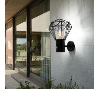 Lampada da Parete Luce per Esterni Giardino LED Movimento Griglia Nero H 34 CM