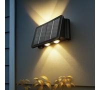 Lampada da Parete Luce per Esterni Solare LED Frontale Nero Up Down Faretto