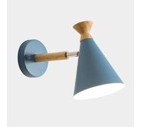 Lampada da Parete Macaron, Mini Lampada da Parete in Metallo con Base in Legno, apparecchio di Illuminazione E27, Applique da Parete orientabile a 90°, lampade da Parete da Comodino, Applique da