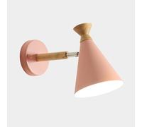 Lampada da Parete Macaron, Mini Lampada da Parete in Metallo con Base in Legno, apparecchio di Illuminazione E27, Applique da Parete orientabile a 90°, lampade da Parete da Comodino, Applique da