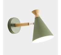 Lampada da Parete Macaron, Mini Lampada da Parete in Metallo con Base in Legno, apparecchio di Illuminazione E27, Applique da Parete orientabile a 90°, lampade da Parete da Comodino, Design Moder