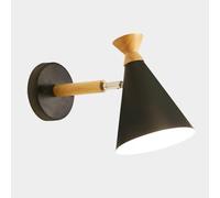 Lampada da Parete Macaron, Mini Lampada da Parete in Metallo con Base in Legno, apparecchio di Illuminazione E27, Applique da Parete orientabile a 90°, lampade da Parete da Comodino, Design Moder