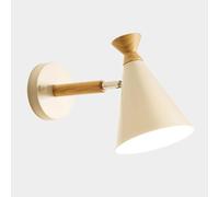 Lampada da Parete Macaron, Mini Lampada da Parete in Metallo con Base in Legno, apparecchio di Illuminazione E27, Applique da Parete orientabile a 90°, lampade da Parete da Comodino, Design Moder