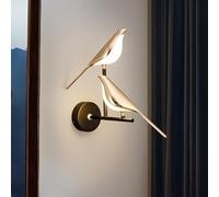 Lampada da parete Magpie Soggiorno TV Sfondo Applique da parete Lampada da comodino per camera da letto di hotel di lusso Lampada da parete rossa semplice e creativa per uccelli (Double-warm light)