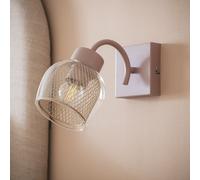 LEDKIA LIGHTING Lampada da Parete Metallo e Vetro Aziel Rosa Incarnato E27