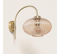 LEDKIA LIGHTING - Lampada da Parete Metallo e Vetro Basile | Design Classico Anni '20 | E27 Non Inclusa | Uso Interno | Protezione IP20, Ambra, Vetro
