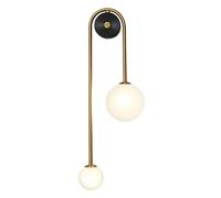 Lampada Da Parete Moderna A Forma Di Globo Della Metà Del Secolo, Lampada Da Parete For Interni A 2 Luci, In Oro Nero, Con Lampade Da Parete Industriali Retrò In Vetro Lattiero For La Camera(A-1Pack)