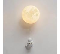 Lampada da parete moderna e creativa con design astronauta allunaggio, stampa 3D a forma di luna, illuminazione notturna, lampada da parete per cameretta bambini - Lampada decorativa da parete per cam