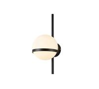 Lampada da parete moderna e minimalista a globo, applique da parete in metallo con paralume in vetro bianco, for soggiorno, camera da letto, comodino, bar caffetteria(Black,Small)
